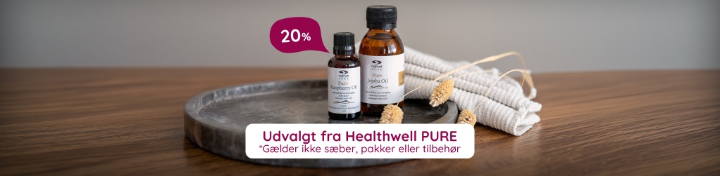 F� 20% p� Healthwell PURE. G�lder ikke s�ber, pakker og tilbeh�r.
